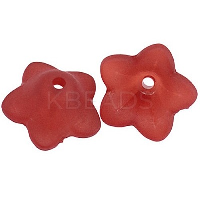 Dyed Chunky Red Transparent Frosted Flower Acrylic Beads X-PL560-11-1