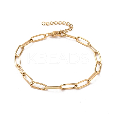 PVD Vacuum Plating 304 Stainless Steel Paperclip Chain Bracelet for Men Women BJEW-E031-02G-01-1