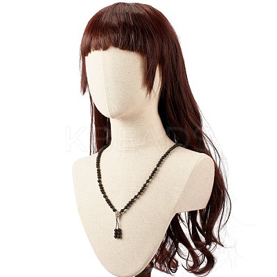 Natural Lava Rock & Cubic Zirconia Beaded Necklace NJEW-JN03760-1