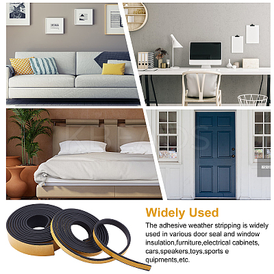 4 Rolls 2 Styles EPDM Rubber Self-adhesive Foam Seal FIND-GA0001-97-1