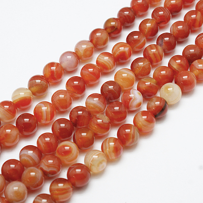 Natural Red Agate Bead Strands X-G-G880-05-6mm-1