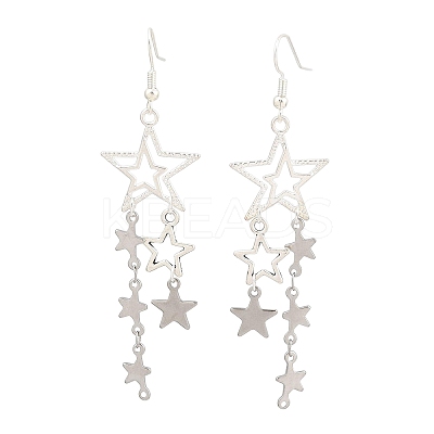 304 Stainless Steel Star Dangle Earrings EJEW-TA00624-1