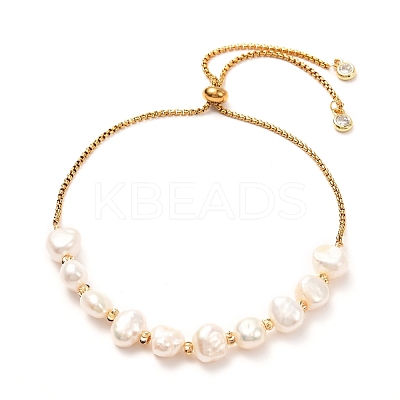 Natural Pearl Beads Adjustable Slider Bracelet for Girl Women Gift BJEW-JB06820-01-1