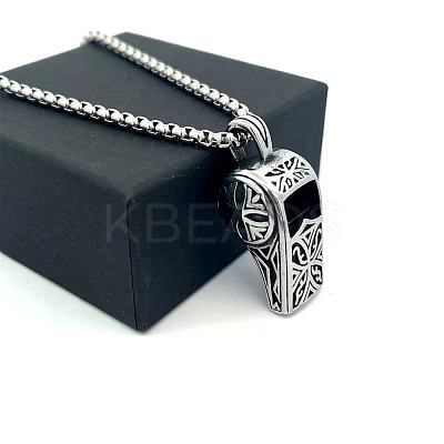 304 Stainless Steel Punk Whistle Pendant Necklaces BE9352-1