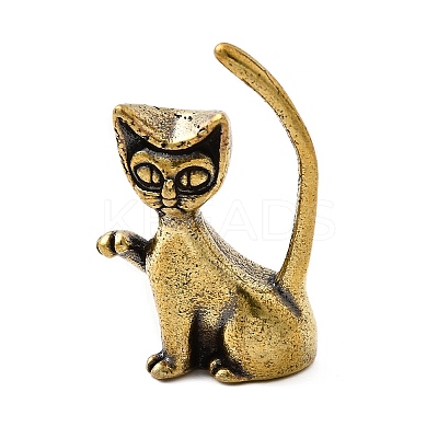 Brass Cat Miniature Figurine Statues KK-S335-02AB-A-1