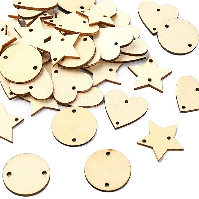 180Pcs 3 Styles Undyed Unfinished Wood Links WOOD-CJ0002-24-1