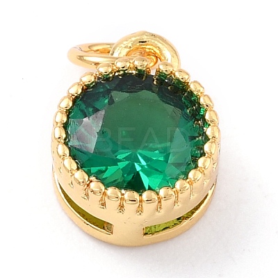 Real 18K Gold Plated Brass Inlaid Cubic Zirconia Charms ZIRC-L100-081G-01-1