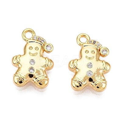 Christmas Theme Brass Micro Pave Clear Cubic Zirconia Charms LS-KK-T073-08G-1