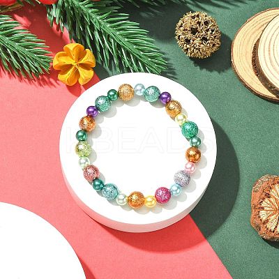 Fashion Imitation Acrylic Pearl  Stretchy Bracelets for Kids BJEW-JB01059-09-1