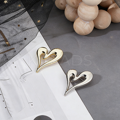 2Pcs 2 Colors Alloy Heart Brooch Pin JEWB-CP0001-61-1