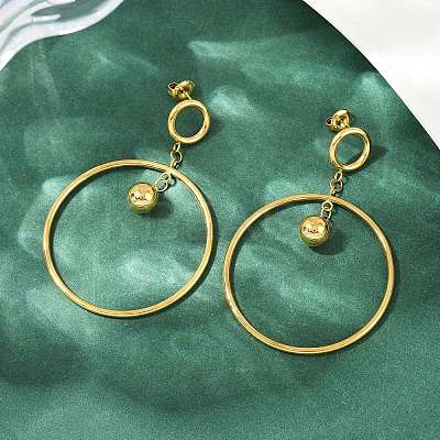 304 Stainless Steel Ring Dangle Stud Earrings X-EJEW-K268-34G-1