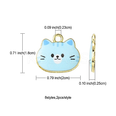 16Pcs 8 Colors Painted Alloy Pendants FIND-FS0001-97-1