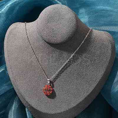 Zinc Alloy Hyacinth Rhinestone Sport Ball Pendant Cable Chain Necklaces NJEW-U024-01P-03-1