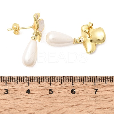 Brass Enamel Stud Dangle Earrings KK-CBAB173-02A-G-1