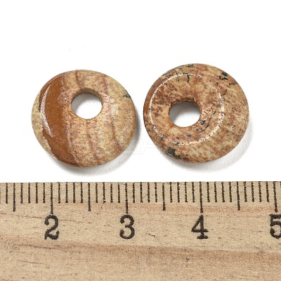 Natural Picture Jasper Donut/Pi Disc Charms G-G142-02F-1
