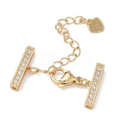 Brass Micro Pave Clear Cubic Zirconia Curb Chain Extender KK-G556-08G-02-1