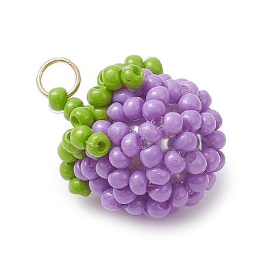Glass Seed Beaded Tomato Pendants PALLOY-MZ01081-05-1