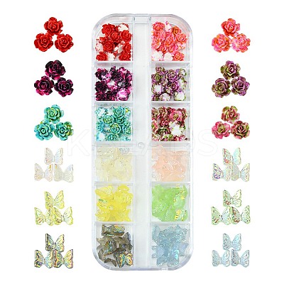 180Pcs 12 Styles Spray Painted Resin Cabochons MRMJ-FS0001-03-1