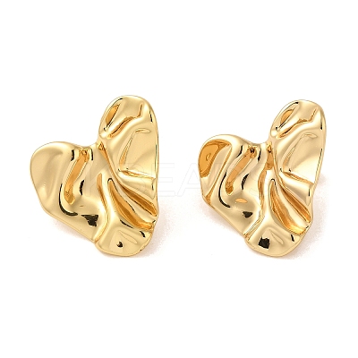 Hammered Heart 304 Stainless Steel Stud Earrings for Women EJEW-U003-02G-01-1
