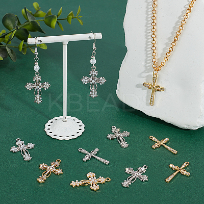 36Pcs 6 Styles Alloy Rhinestone Pendants FIND-NB0006-74-1