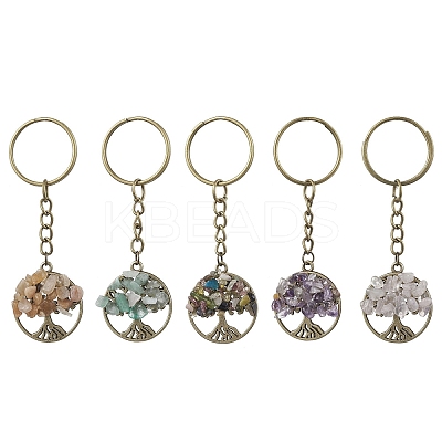 Natural Mixed Gemstone Keychains KEYC-JKC00694-1