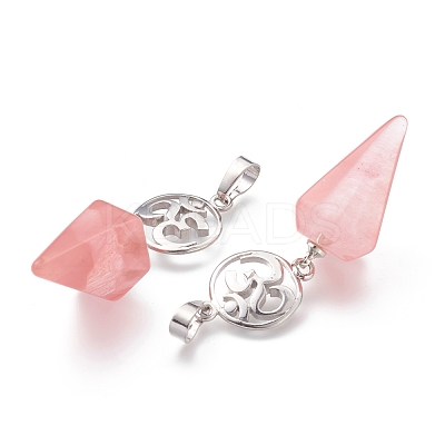Cherry Quartz Glass Pendants G-O194-08-1