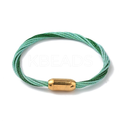 304 Stainless Steel with Polyester Metallic Cord Bracelets for Women BJEW-Z145-01G-1