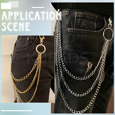 1Pc Alloy Twisted Chain 3 Layered Chain Belts for Women Men AJEW-CY0002-25P-1