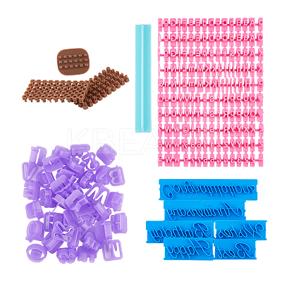 4 Sets 4 Styles Letter PP Plastic Cookie Stamp Sets with Plastic Molds DIY-FH0007-65-1