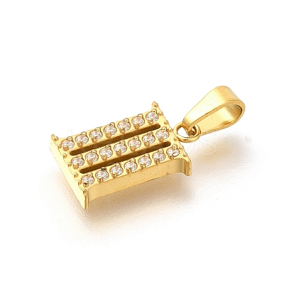 Ion Plating(IP) 304 Stainless Steel Micro Pave Cubic Zirconia Pendants STAS-H228-02G-03-1
