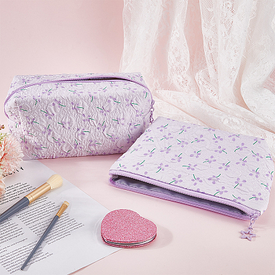 2Pcs 2 Styles Portable Travel Polyester Cosmetic Zipper Storage Clutch Bags ABAG-CY0001-01C-1