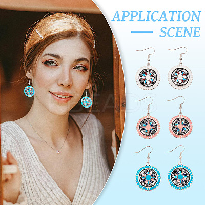 3Pairs 3 Colors Alloy Enamel Dangle Earring for Women EJEW-TA0001-42-1