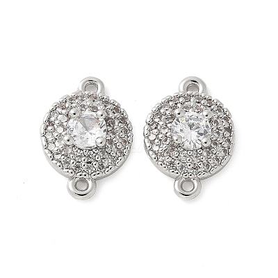 Brass Micro Pave Cubic Zirconia Connector Charms KK-U056-31P-1