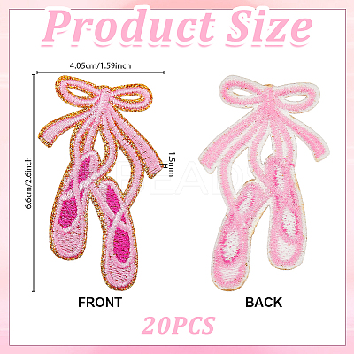 Bowknot & Dancing Shoes Computerized Embroidery Cloth Iron on Sew on Patches PATC-WH0002-134-1