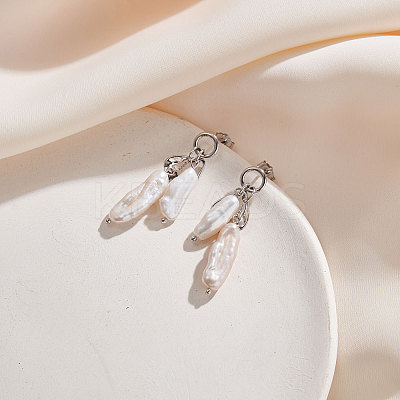 Nuggets Natural Pearl Dangle Stud Earrings EJEW-G411-01P-1
