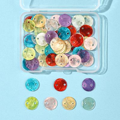 56Pcs 7 Colors Spray Painted Natural Capiz Shell Connector Charms SSHEL-FS0001-09-1