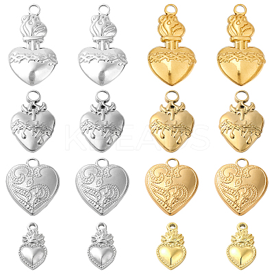 16Pcs 8 Style 304 Stainless Steel Pendants STAS-SC0006-20-1
