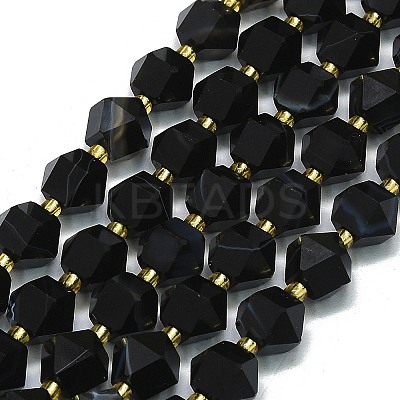 Natural Dyed & Heated Striped Agate Beads Strand G-I376-A09-01-1