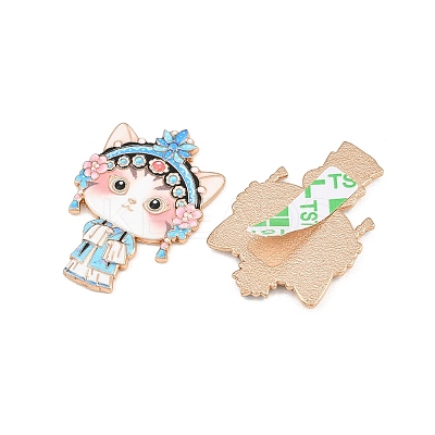 Peking Opera Cat Alloy Enamel Cabochons AL-CBA1A6F-04KCG-C-1