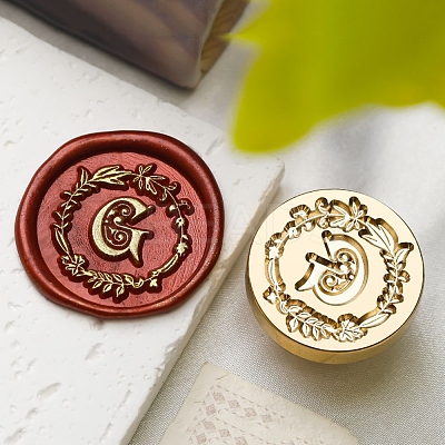 Golden Tone Wax Seal Brass Stamp Head DIY-B079-01G-G-1