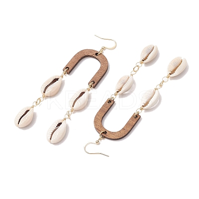 Natural Cowrie Shell Dangle Earrings EJEW-JE06344-1