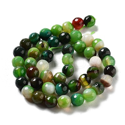 Natural Striped Agate/Banded Agate Beads Strands G-G581-8mm-16-1