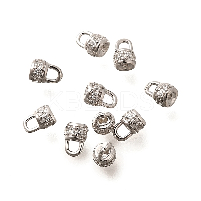 925 Sterling Silver Micro Pave Clear Cubic Zirconia Cord Ends STER-B006-01P-1