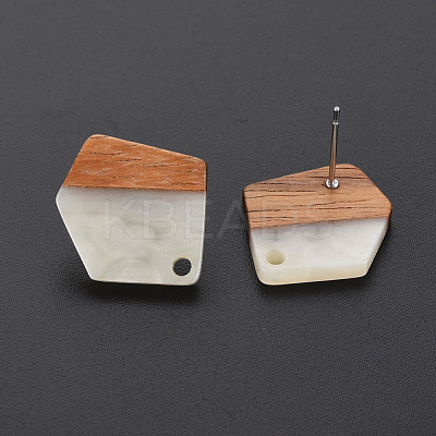 Two Tone Resin & Walnut Wood Stud Earring Findings MAK-N032-032-1
