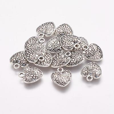 Tibetan Style Alloy Heart Charms TIBEP-Q043-180-RS-1