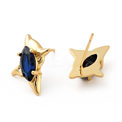 Cubic Zirconia Star Stud Earrings EJEW-G297-26G-1