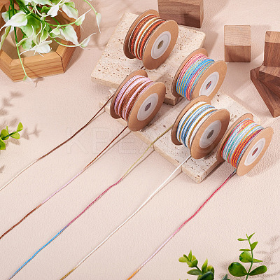 5 Rolls 5 Colors Segment Dyed Macrame Cotton Cord OCOR-TA0004-05B-1
