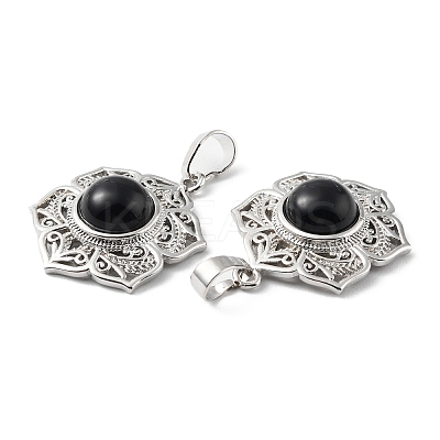 Natural Obsidian Pendants G-P498-02P-02-1