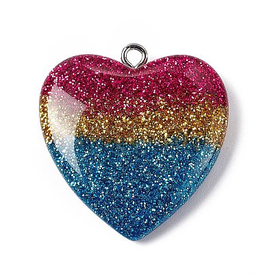 Rainbow Color Transparent Resin Pendants LS-RESI-C029-03-1