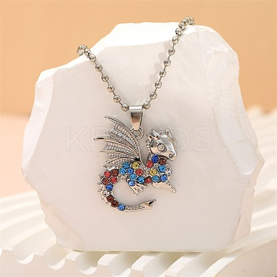 Alloy Colorful Rhinestone Pendant Necklaces for Kid FS-WG8D677-06-1